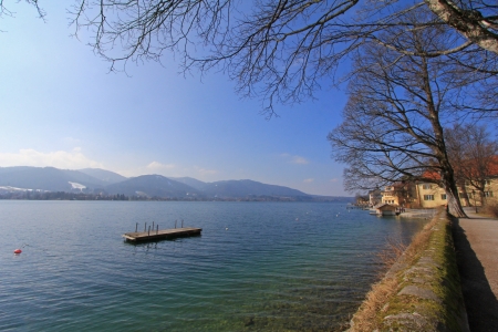 Peaceful view of Tegernsee  Zungenbecken Lake , in the Bavarian Alps, southern Germanyの写真素材