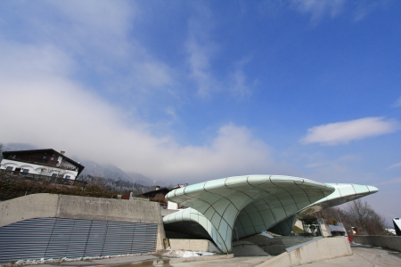 Innsbruck, Austria - March 27, 2013 - Hungerburgbahn Stations, a hybrid funicular railway designed by Zaha Hadid, connecting Hungerburg with the city centerのeditorial素材