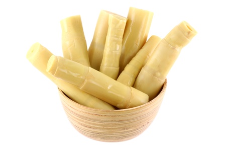 A Bowl of Pickled bamboo shoots, isolated on white の写真素材