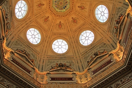 Vienna, Austria - August 8, 2012   Beautiful ceiling at the Natural History Museum in Vienna, Austria のeditorial素材