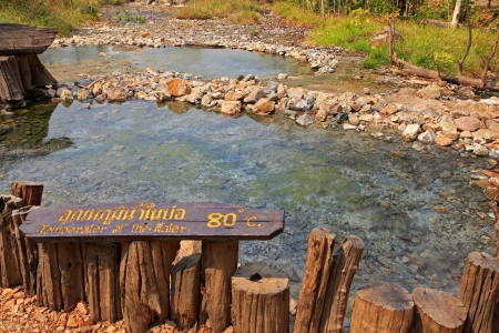 Pai, Thailand - 9 March 2012   Pong Name Lon Tha Pai Hot Springs in the Huai Nam Dang National Park, Mae hong son, Thailand  The water has an average temperature of 80 degrees Celsius のeditorial素材