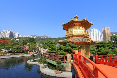 Nan Lian Golden Pavilion of Absolute Perfection at Chinese classical garden -  Nan Lian Garden, in Diamond Hill, Hong Kong  の写真素材
