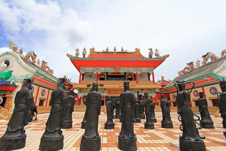 PATTAYA, THAILAND - AUGUST 2013   Statues of Chinese Shaolin monks depicting different martial arts poses at Anek Kusala Sala  Viharn Sien , Chinese temple in Pattaya, Thailandのeditorial素材