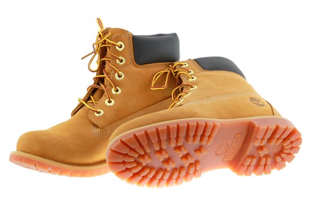 A pair of Timberland 6-Inch premium waterproof boots for women on 21 November 2014 in Bangkok, Thailandのeditorial素材