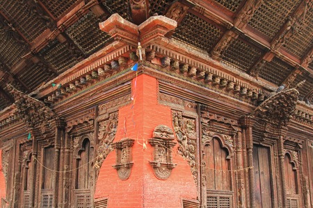 PATAN, NEPAL - APRIL 2014 : Detail of the Kumbeshwar Temple on 13 April 2014 in Patan, Nepal. Kumbeshwar Temple is the oldest temple in Patan which was built in 1392.のeditorial素材