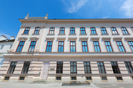 VIENNA, AUSTRIA - JULY 2018 : Exterior of Albertina in the Innere Stadt (First District) of Vienna, Austria on July 17, 2018. Albertina is an Art museum houses important master prints, drawings.のeditorial素材