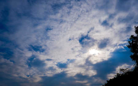 Sunlight under the cloudy morningの写真素材