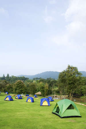 Tents building on grassland の写真素材
