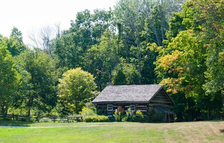 little log cabin in the woodsのeditorial素材