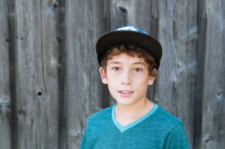 closeup of a smiling boyの写真素材