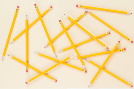 yellow pencils for back to schoolの写真素材
