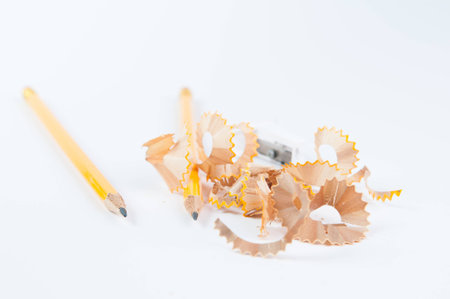 pencils and pencil sharpener for back to schoolの写真素材
