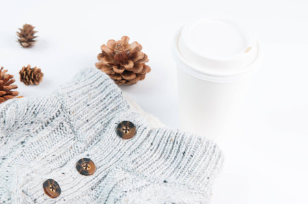 Items for fall on a white backgroundの写真素材