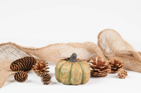 Desk top styled with fall itemsの写真素材