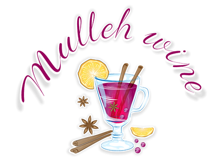 Mulled wine with orange slice and cinnamon stick, Vector Illustration.のイラスト素材