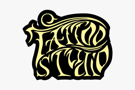 Vector tattoo studio logo templates on black background. Cool retro styled vector emblem. Tattoo studio sign.のイラスト素材