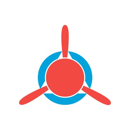 Plane propeller. Simple aviation  . Aircraft propeller icon on white background. Wind ventilator equipment. Isolated vector illustration. Air icon in flat style.のイラスト素材