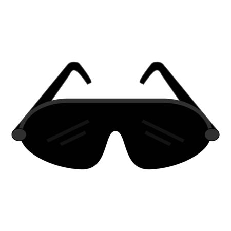 Sport ski goggles icon. Wind and snow protection glasses. Isolated graphic vector illustration icon in flat style. Vector drawing.のイラスト素材