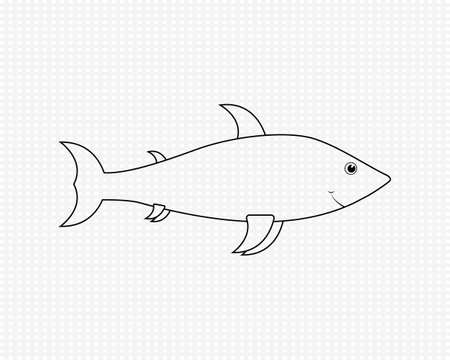 Baby shark outline on transparent background. Simple Cartoon character. Vector illustration.のイラスト素材