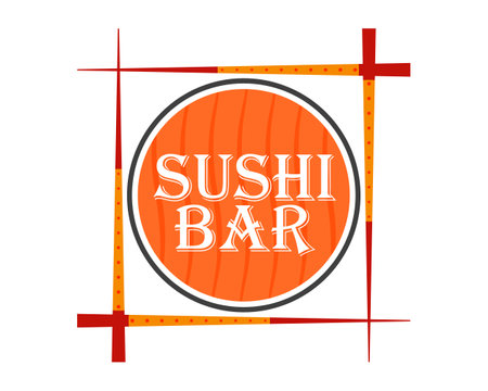 Sushi bar  . Vector illustration with chopsticks frame and sushi roll.のイラスト素材