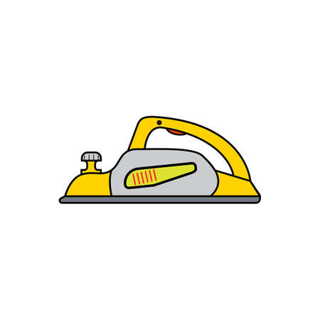 Electric planer icon. Outline and line isolated vector clipart. Drawing on white blank background.