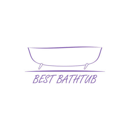 Best bathtub line logo. Linear and outline vector clipart and drawing. Isolated illustration.のイラスト素材
