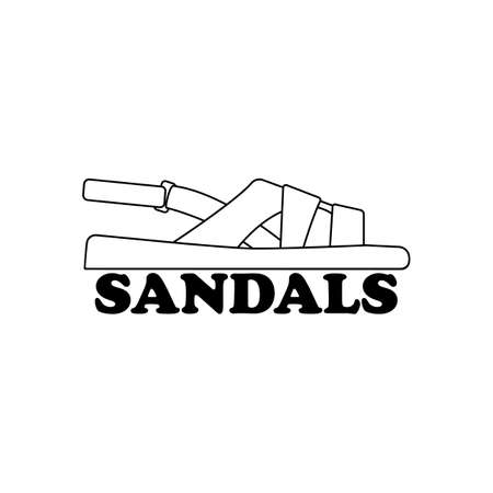 Sandals logo design. Side view. Shoes symbol vector clipart and drawing on white background.のイラスト素材