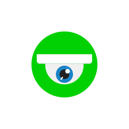 CCTV icon, security video round camera surveillance with eye. Vector clipart and drawing. Isolated illustration.のイラスト素材