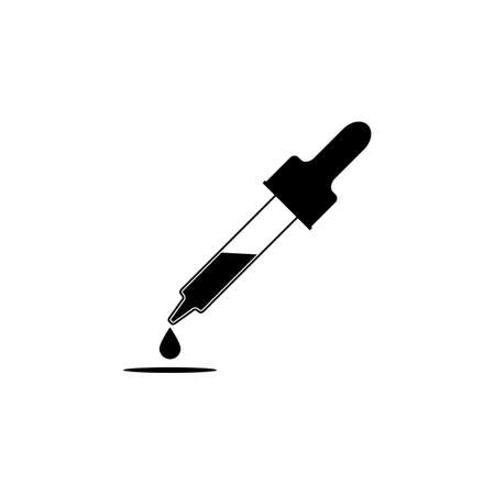 Dropper vector icon with a drop. Isolated illustration and silhouette on white background.のイラスト素材