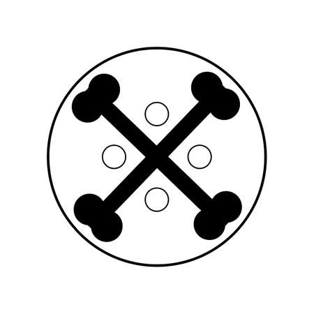 Decorative button design with crossbones for clothing and craft. Vector template for making sewing hole buttons of metal, plastic and wood.のイラスト素材