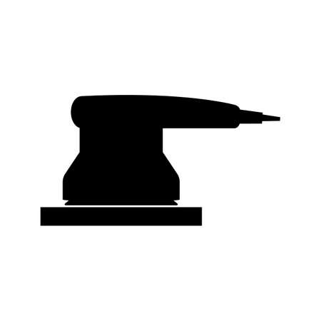 Silhouette of a electric sander icon. For floor and wooden planks sanding sandpaper. Isolated vector clipart. Drawing on white blank background.のイラスト素材