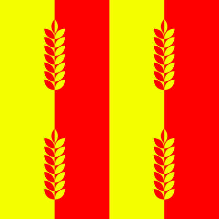 Red yellow background and pattern with ear of wheat, barley or rye. Vector seamless repeating editable template. Clipart and illustration.のイラスト素材