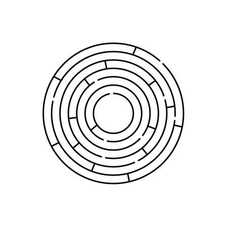 An empty blank labyrinth with a circular shape. Round maze. Vector editable template. Clipart and illustration on white background.のイラスト素材