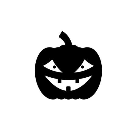 Halloween pumpkin icon with scary laughing face. Vector clipart and silhouette on a white background.のイラスト素材