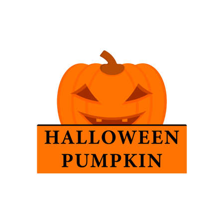 Halloween pumpkin with scary laughing face. Vector clipart on a white background.のイラスト素材