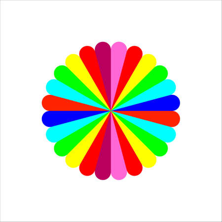 Colorful circle with different colors stripes. Color vector illustration and drawing on blank background.のイラスト素材