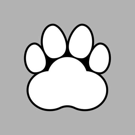 Large black and white paw print. animal theme. vector template. Isolated illustration and drawing.のイラスト素材