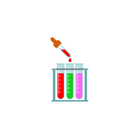 Test tubes with rack and dropper. Isolated vector icon. illustration on white background.のイラスト素材