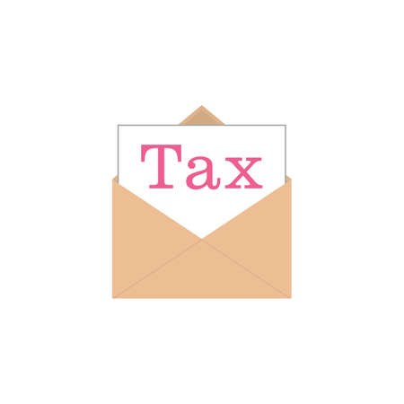Mail envelope icon with tax letter notification. Isolated vector illustration in flat style.のイラスト素材