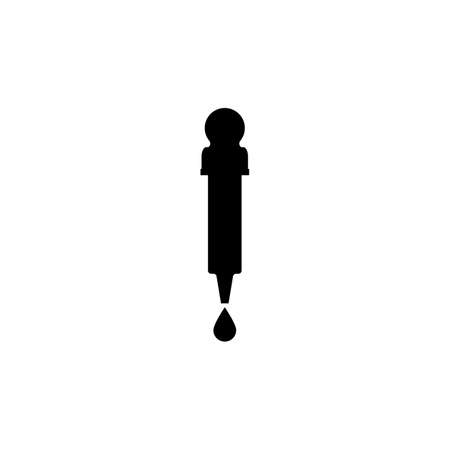 Pipette dropper icon with a drop. Vector illustration and silhouette on white background.のイラスト素材