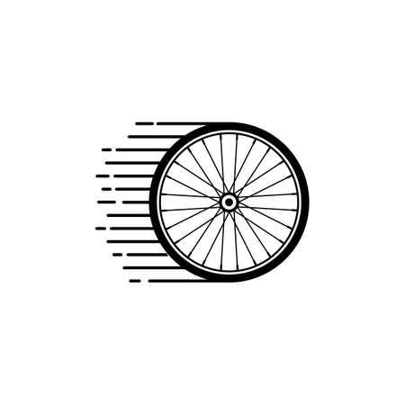 Fast bike wheel icon with speed symbol. Isolated vector illustration on white background.のイラスト素材