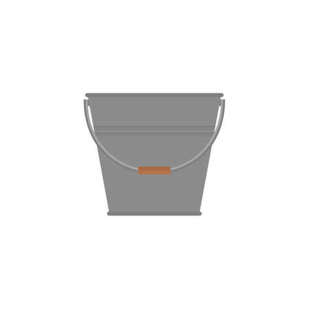Metal galvanized bucket with handle. Vector icon on white background.のイラスト素材
