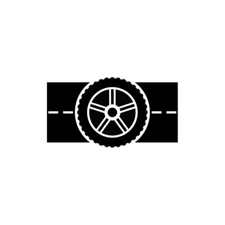 Car wheel with road marking. Isolated vector illustration.のイラスト素材