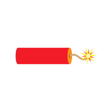 Red dynamite stick with burning wick. vector illustration.のイラスト素材