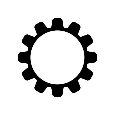 Gear wheel with empty big white circle inside. Vector illustration on white background.のイラスト素材