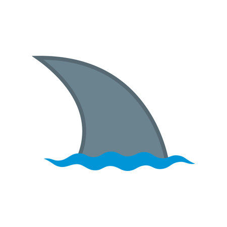Fish fin icon with water wave. Shark or dolphin fin. Isolated vector illustration on white background.のイラスト素材
