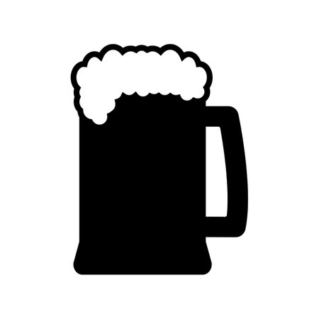 Overflowing mug with beer and foam. Vector illustration and silhouette.のイラスト素材