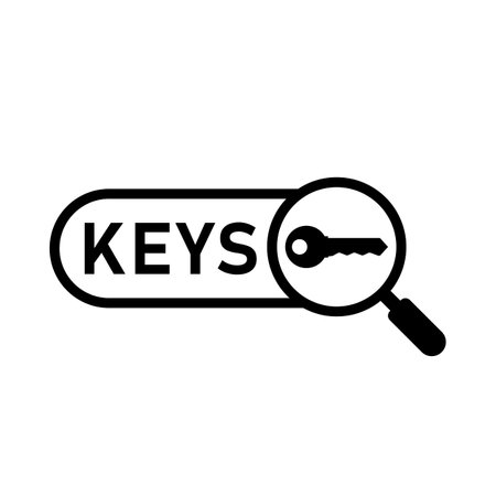 Key words icon. Search bar, key and magnifier. vector illustration.のイラスト素材