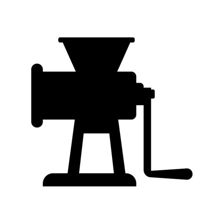 Hand crank meat grinder icon. Manual kitchen food mincer. Isolated vector illustration on white background.のイラスト素材