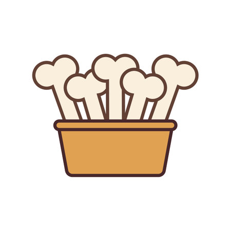 Dog food bowl with bones. vector illustration. isolated on white background.のイラスト素材